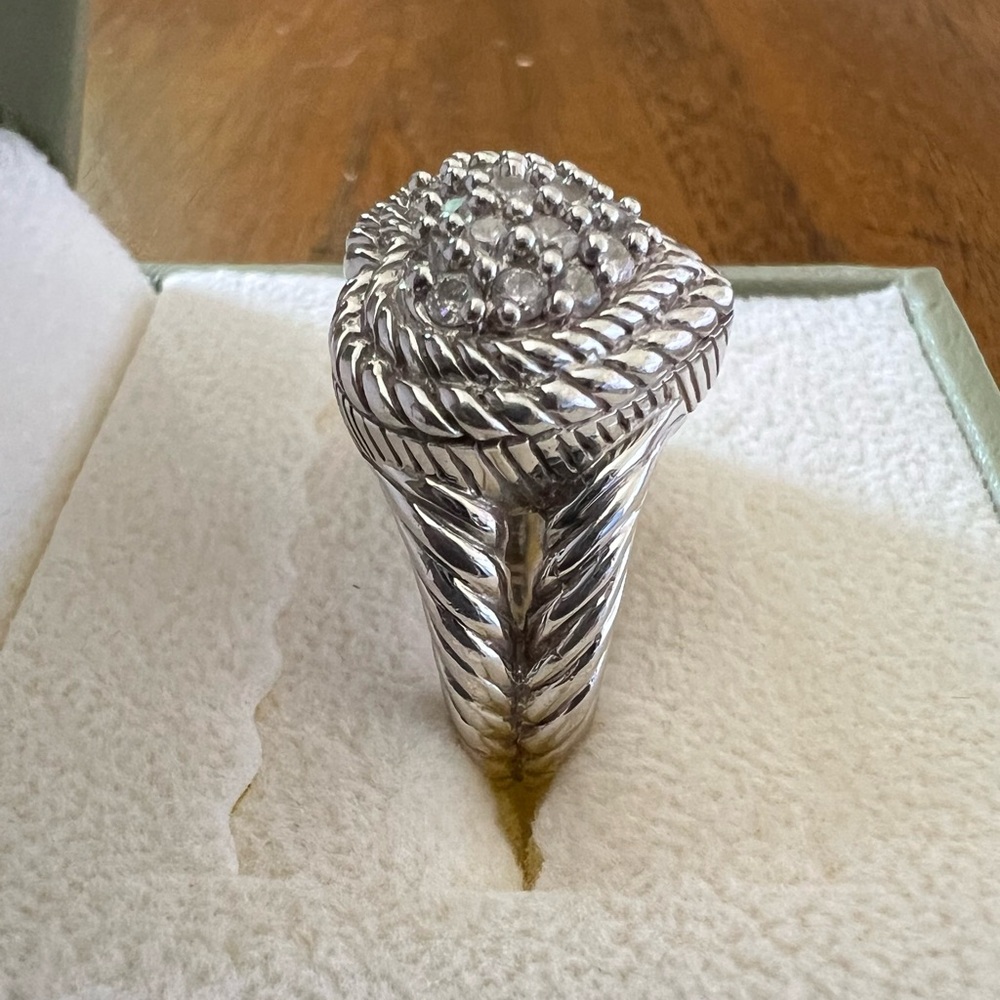 Judith Ripka Sterling Silver Pavé Heart Diamonique CZ Ring Size 6 - Picture 5 of 15